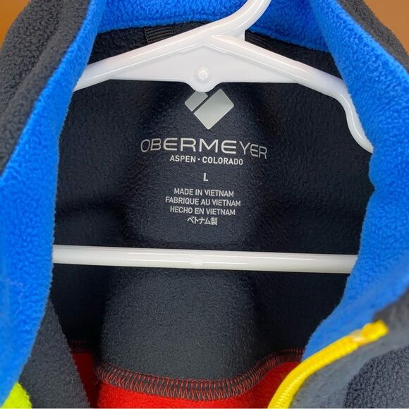 Obermeyer Kids’ Morgan Half Zip Fleece Sweater Red/Navy Blue Sz Large Unisex - Picture 2 of 12